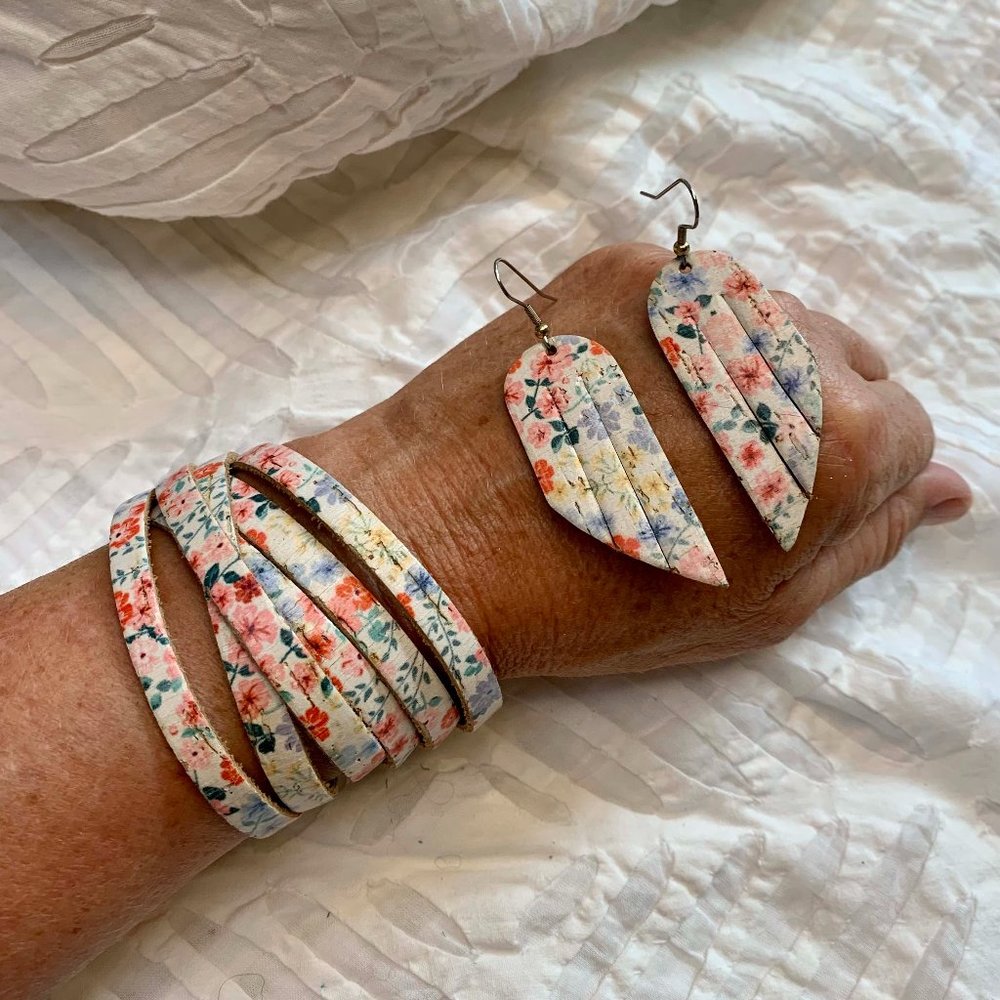 BUNDLE 2 - Flourish leather Co. bracelet and earrings